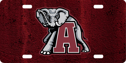 🐘 Crimson Tide Elephant License Plate – Roll With Bama Power